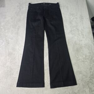 Vtg Seven 7 For All Mankind Dojo Flare Wide Leg Trousers Jeans Jet Black Sz 28